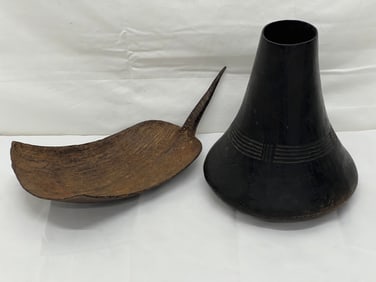 Atq African Chamba Forged Iron Currency, Hima Milk Jug - Chamba Forged Iron 5.75'' x 12'' (Used as