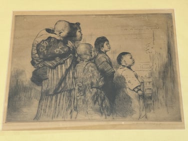 Mortimer L. Menpes Signed Etching (1855-1938) -  Pencil Signed Lower Right, Framed Matted 15'' x