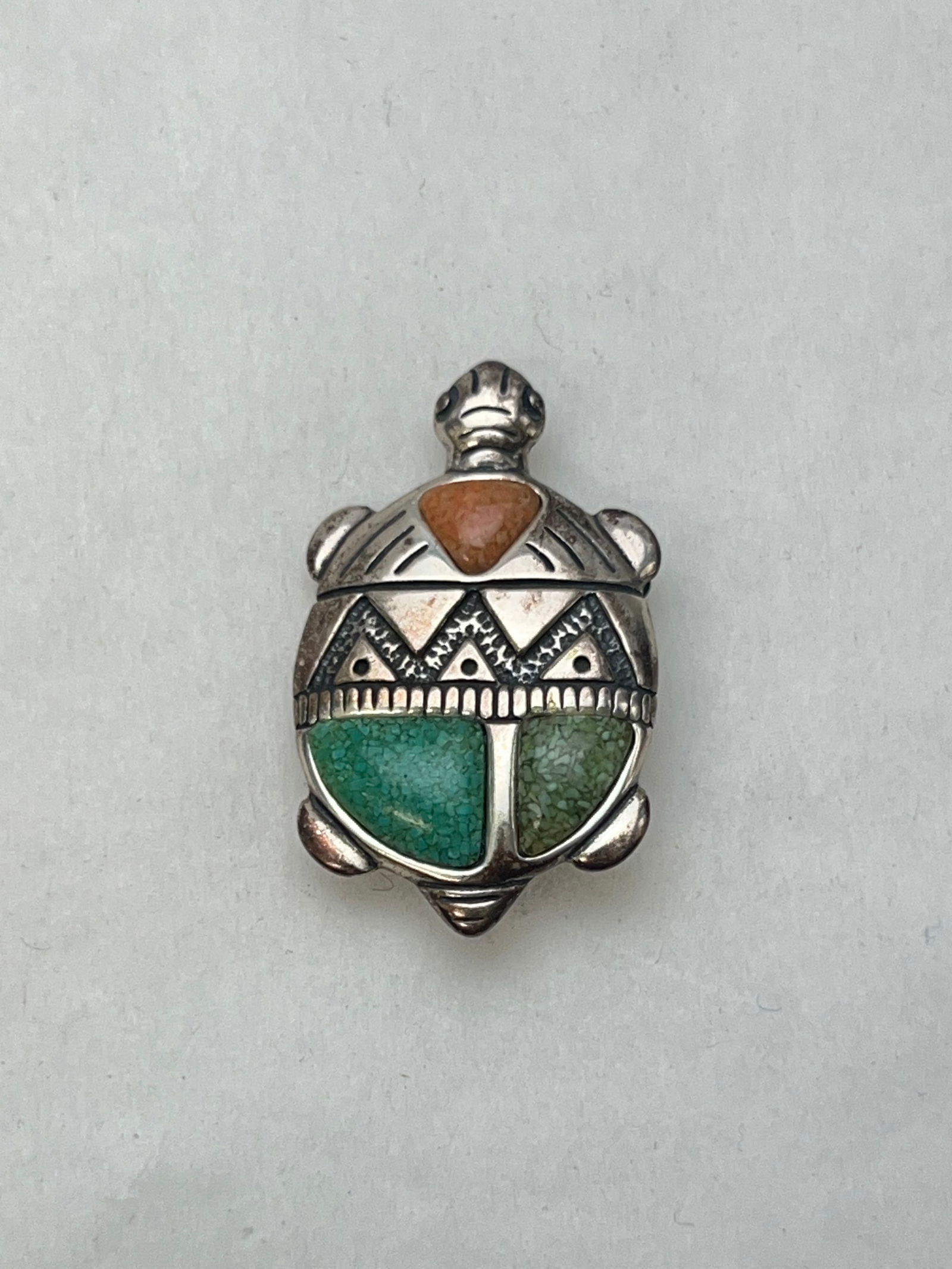 Carolyn Pollack American West Sterling Turtle Pin - Multi Stone Sterling Turtle Pendant / Brooch Pin (1 of 4)