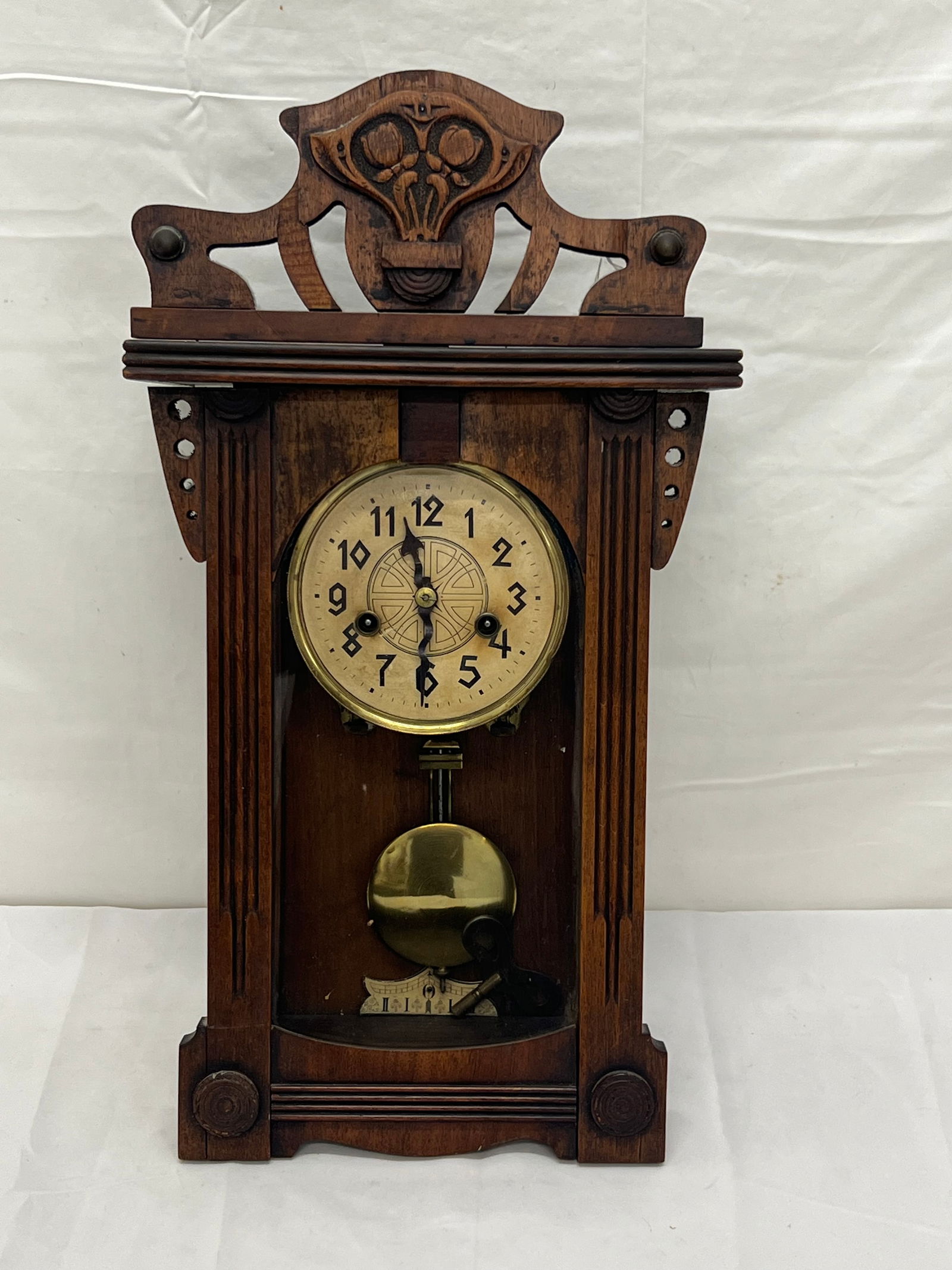 Antique Gustav Becker Wall Clock with Chime - Chimes & Has Key - 9.25'' x 20'' x 5'' (1 of 6)