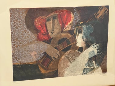 Signed Alvar Sunol ''Serenade'' Lithograph - Spanish Artist Alvar (1935-), Pencil Signed Lower Right