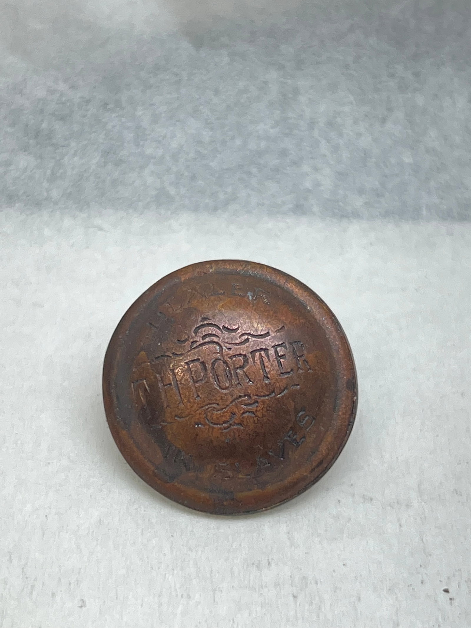 T.H. Porter Dealer in Slaves 1822 HC Slave Servant Button- Great Overall Condition with Patina - (1 of 5)