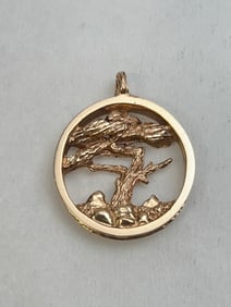 14K Gold Pebble Beach Lone Cypress Tree Pendant - TW 21.22g , 1.5'' Custom Pendant - Tested 14K Gold