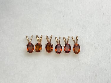 (6)14K Yellow Gold Citrine Pendants