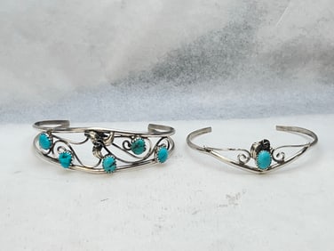 (2)Jerry Cowboy Navajo Sterling Bracelets - Hallmarked ''Sterling 'C' ''