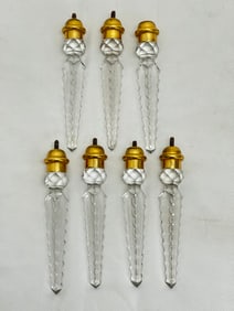 (7)Crystal Prisms with Brass Tops 5.25''L (See Photos for Condition)