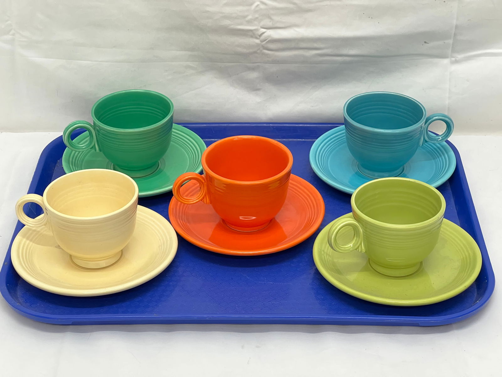 Vintage Fiesta Cups with Saucers - Asst Colors: Vintage Fiesta Cups with Saucers - Asst Colors