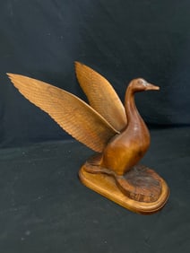Signed Dale Schoth 1979 Hand Carved Wood Duck Sculpture