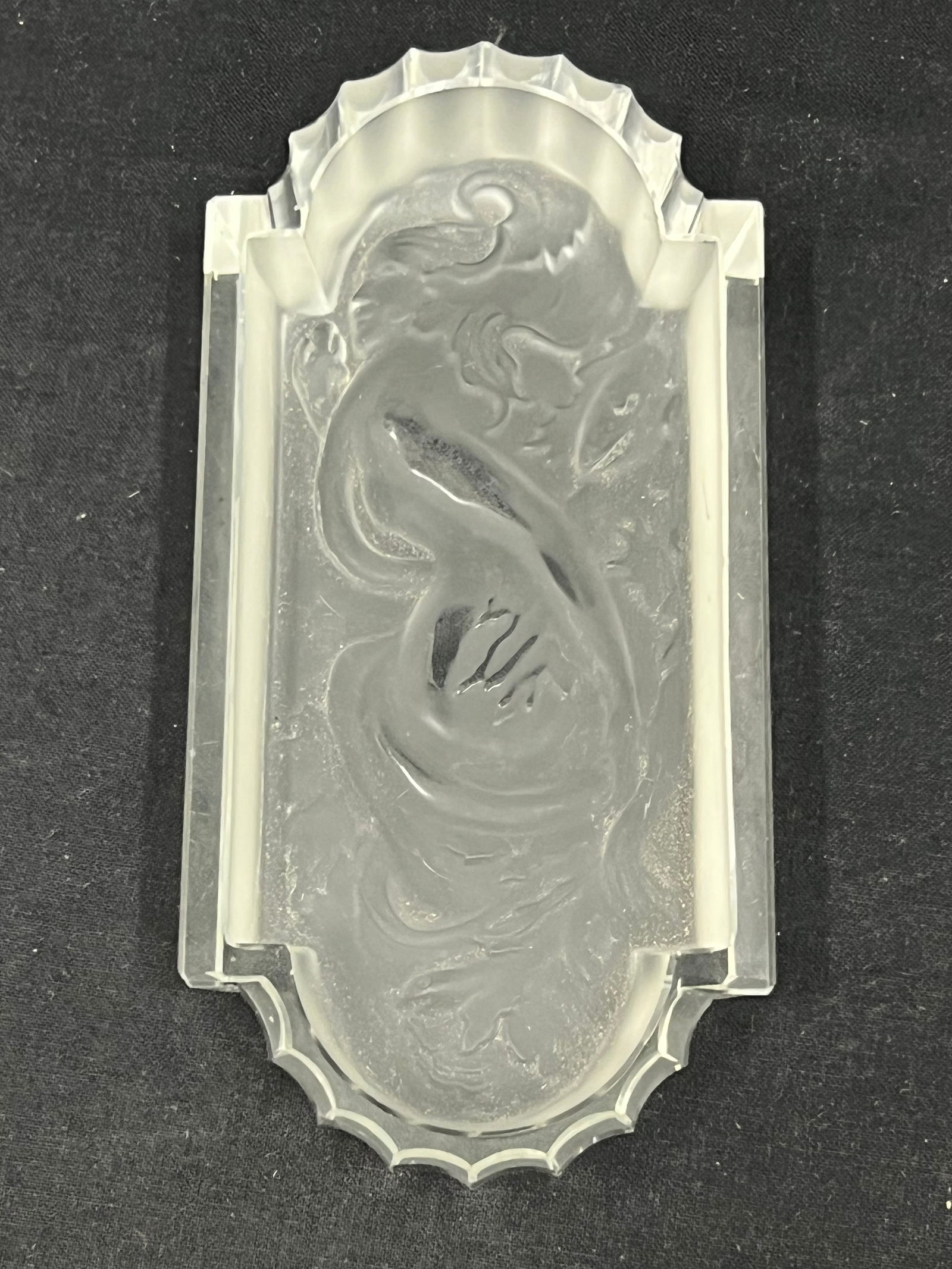 Art Deco Mermaid Serpent Dish / Paperweight - Frosted 3'' x 6.5''L (1 of 5)