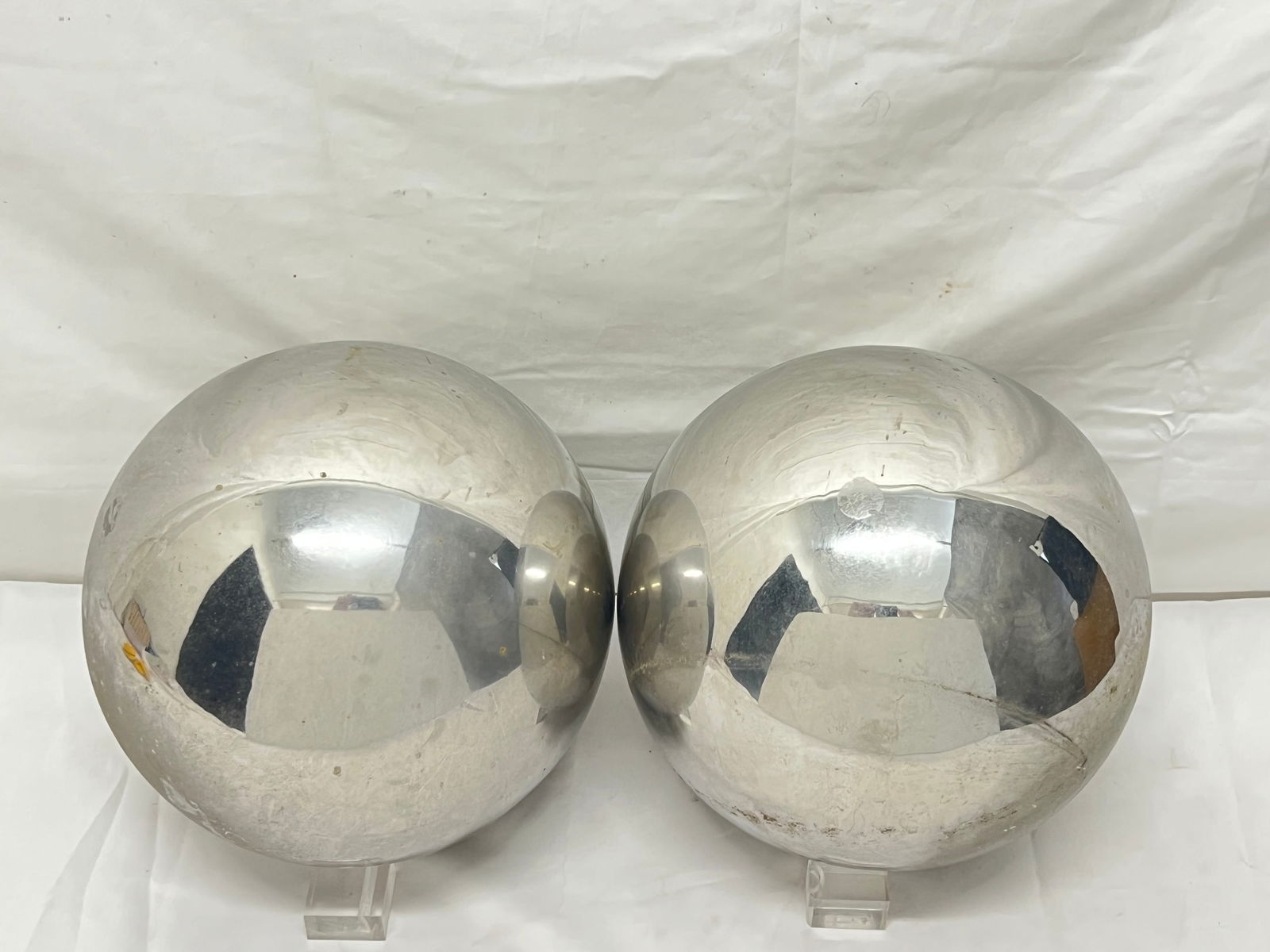Pr Mercury Glass Gazing Balls 31''Circ. (See Photos for Condition) (1 of 3)