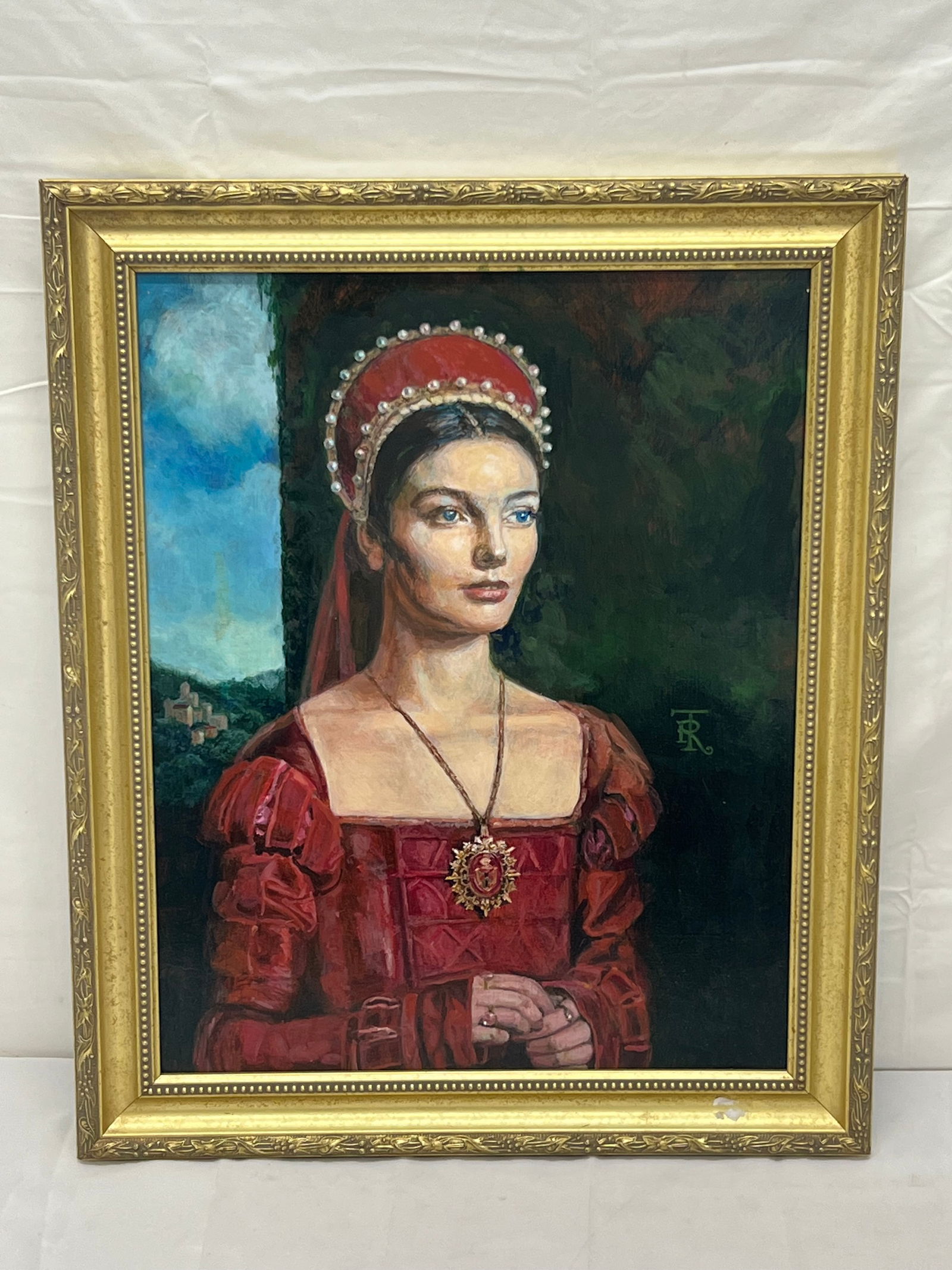 Russell Tripp(1924-2025) Original Oil Renaissance Lady - Signed, Titled ''Mary Rose'' - Framed (1 of 5)