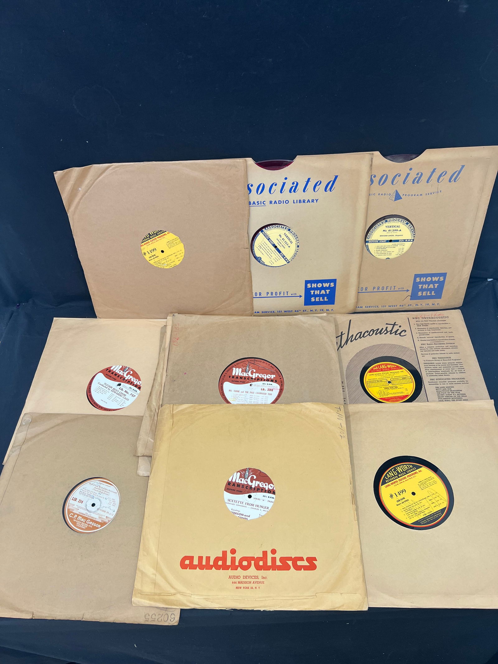 (16)1940s Era 16'' Transcription Radio Vinyl Records - (17)Total , (1) is 10'' - MacGregor (1 of 19)