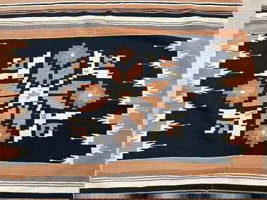 Vintage Mexican Wool Blanket 51'' x 69'' - Rio Grande Great Condition