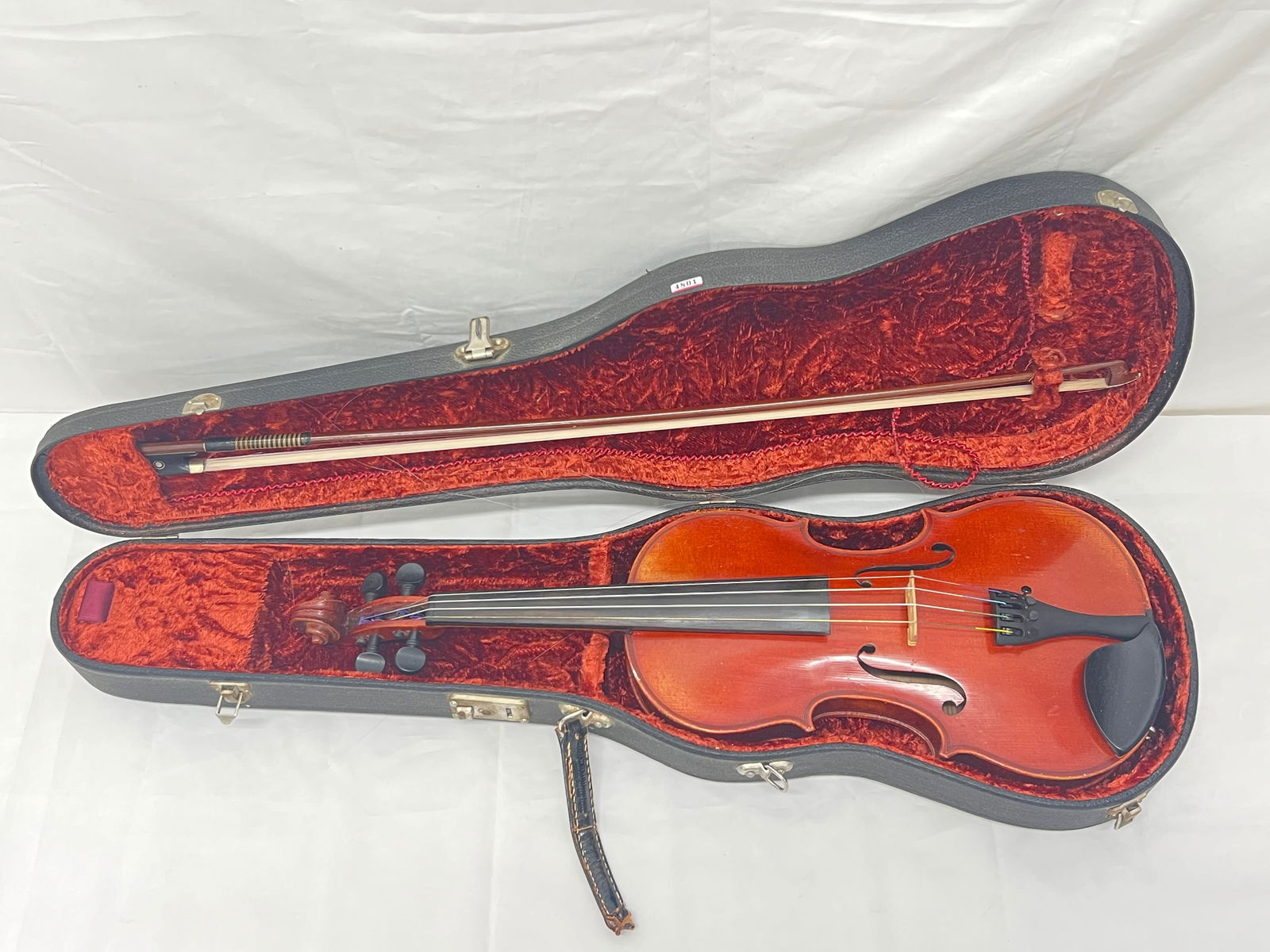 Antique Violin Weidlich Bow & Case -  Marked Bow ''Weidlich Germany'' M.O.P. Inlay 29.25''L, Violin (1 of 10)