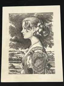 Russell Tripp(1924-2025)Original Compositional Portrait - Signed Lower Right on Cardstock 10.5'' x