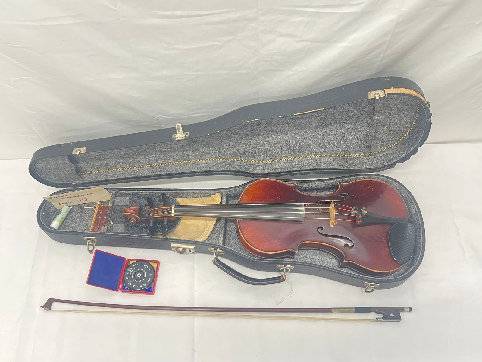 Antique Joseph Guarnerius Violin,Bow & Case - Violin with Label 23.5''L (1 of 12)
