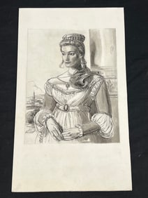 Russell Tripp(1924-2025)Original Compositional Portrait - Signed on Cardstock 10.5'' x 17.5''