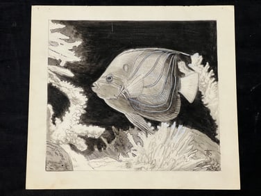 Russell Tripp Signed Original Mixed Media of Fish - Russell Tripp(1924-2025)CA Artist - Original Art