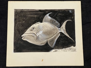 Russell Tripp(1924-2025)Original Mixed Media - Signed Original Art of Fish