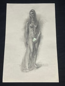 Russell Tripp(1942-2025) Nude Pencil Drawing, Signed - 12'' x 19''