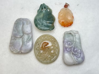 Carved Chinese Stone, Jade,Serpentine,Agate -  Jade 1.5'' x 2.5'', 1.5'' x 2.25'', 1.5'' x 2'' -
