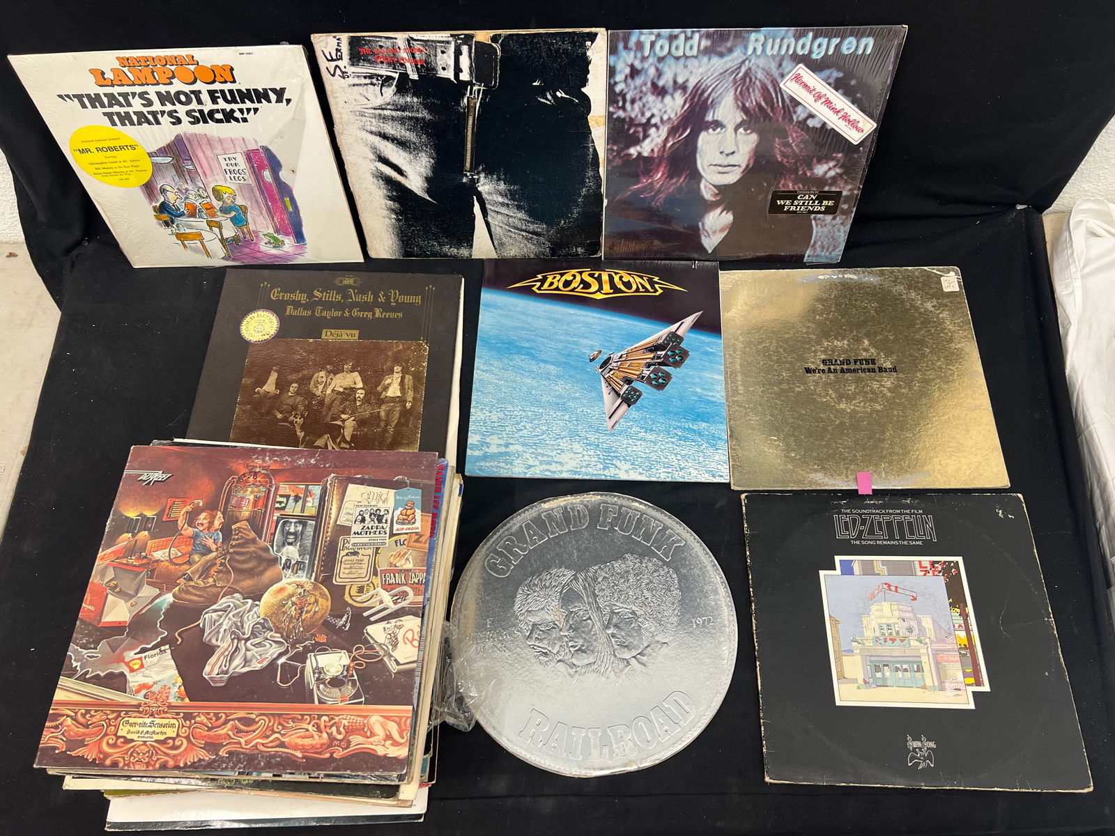 (44)Vintage LP Vinyl Albums, Rock & More - Rolling Stones Sticky Fingers, Led Zepplin The Song (1 of 7)