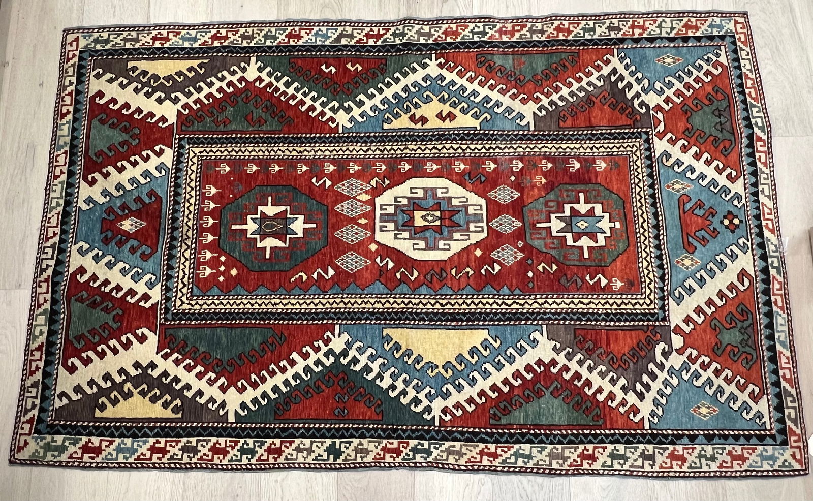 Caucasian Handwoven Area Rug 4'1'' x 6'6'' - Beautiful Colors , Good Shape (See Photos) (1 of 4)