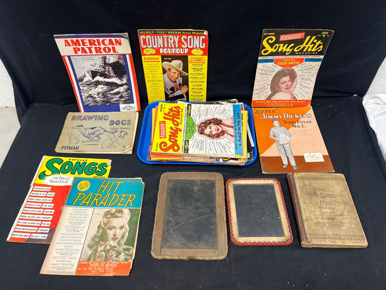 Antique /Vintage Items, Music, Cork, Slate, More - (2)Slate Chalkboards, German Figural Clock, (1 of 11)