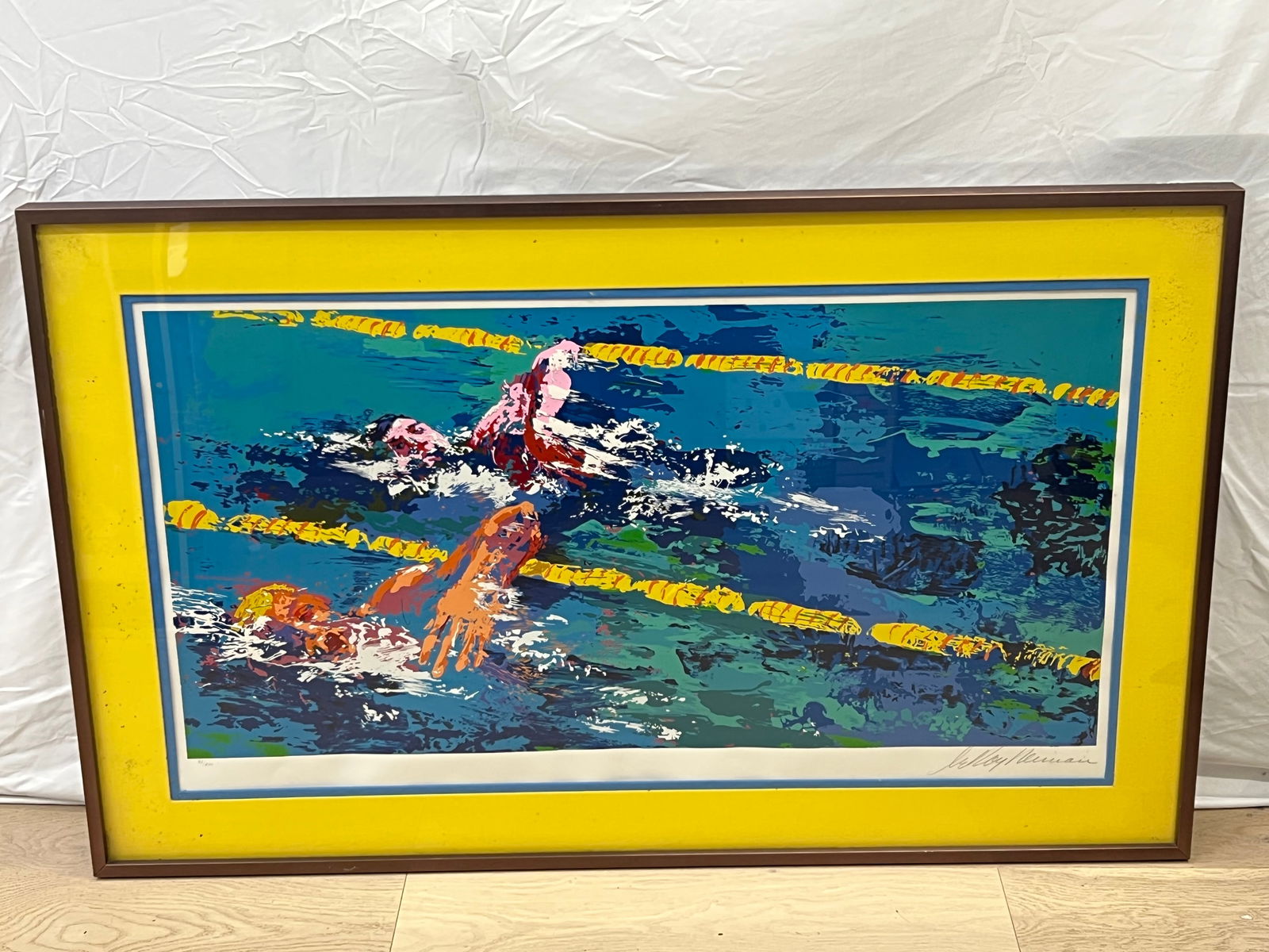 Signed LeRoy Neiman ''Olympic Swimmers'' Serigraph - Signed #d Ltd Ed 72 / 300 - Framed 27'' x (1 of 4)