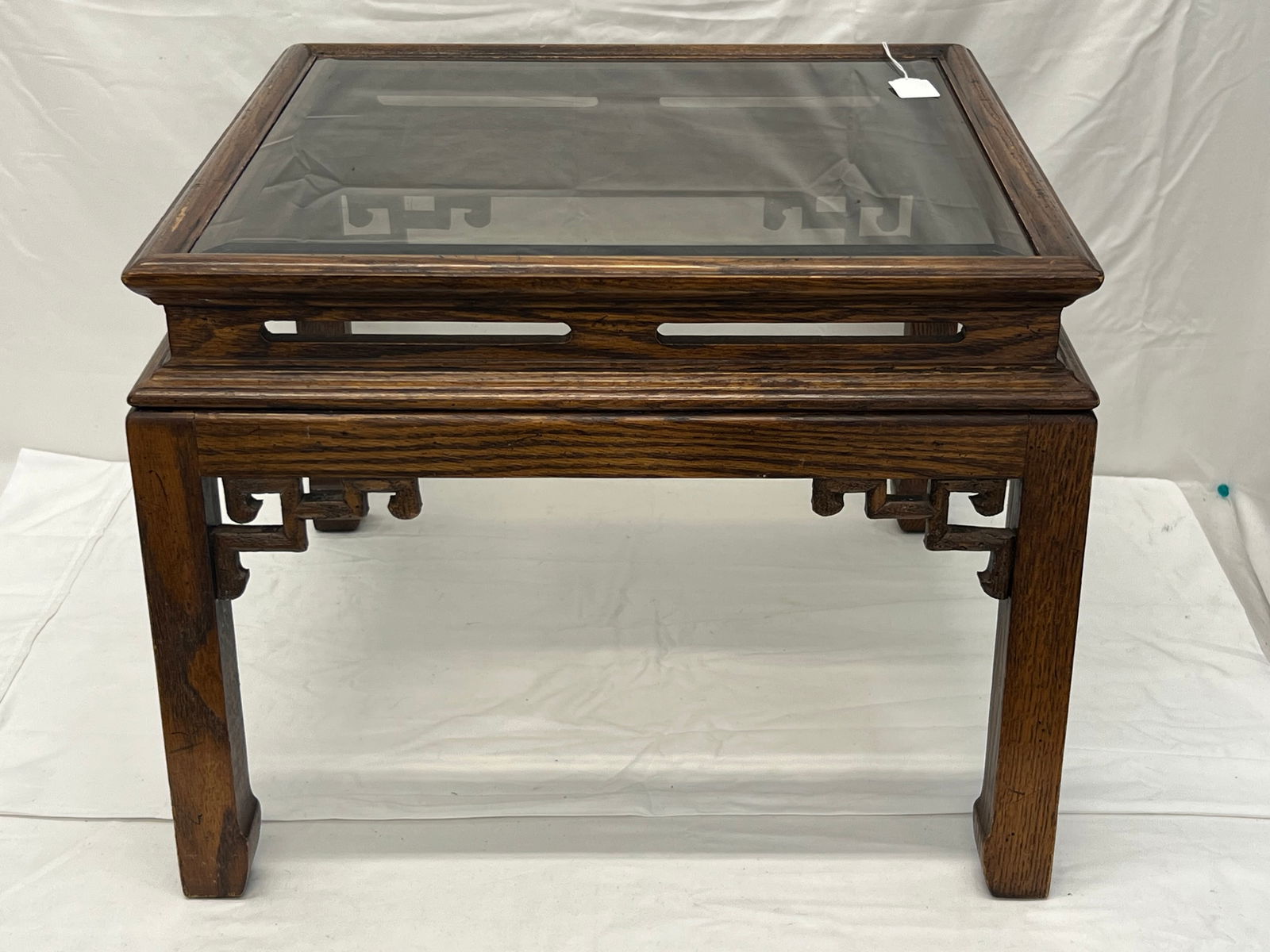 Asian Side Table Beveled Glass Top, 20'' x 20'' x 16'' (Pick Up or Arrange Own Shipping) (1 of 3)
