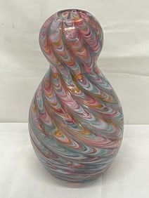 Signed ''Balbi'' Swirl Art Glass Vase 9''T