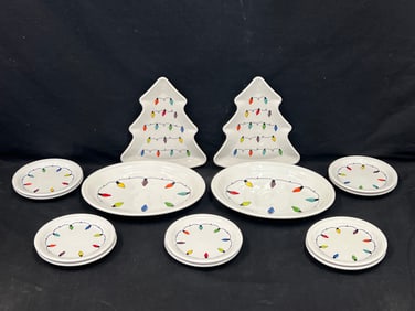 Fiestaware 14pcs Christmas Bulb Platters, Plates - Post 1986 - (10)Appetizer Plates 6.5'' , (2)Oval
