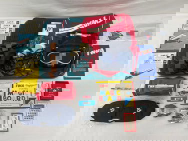 Vintage TWA Items- Bag, Magic Board, Flying Library, More - Headphones, Junior Crew Member Pins,