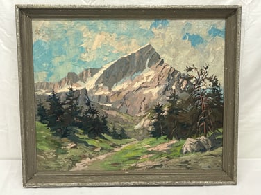 Antique F.Brandt Signed Oil ''Garmisch Alps'' - Framed 30'' x 24'' , Sight 17.5'' x 21.75''