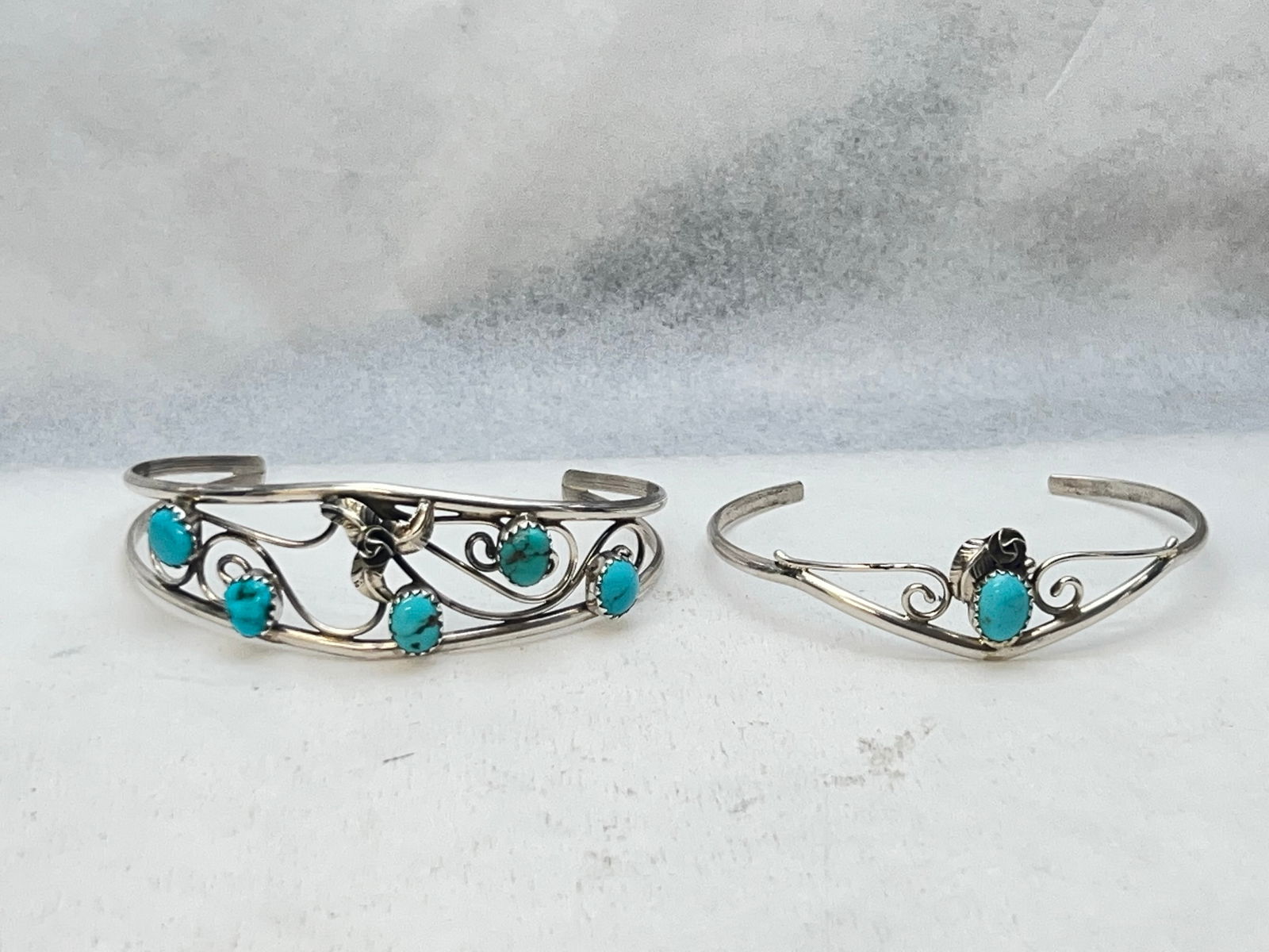 (2)Jerry Cowboy Navajo Sterling Bracelets - Hallmarked ''Sterling 'C' '': (2)Jerry Cowboy Navajo Sterling Bracelets - Hallmarked ''Sterling 'C' ''