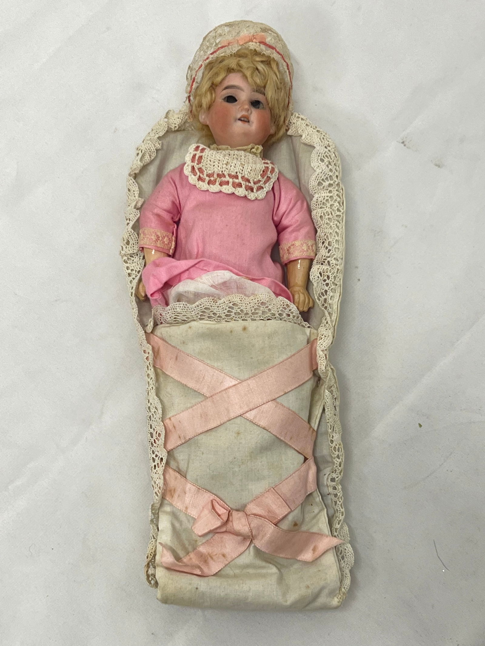 Antique German Bisque Doll, Composition Jointed Body: Antique German Bisque Doll, Composition Jointed Body