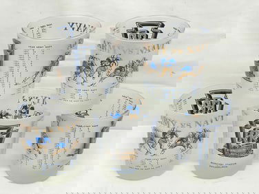 (5)1962 Penns Railroad Army Navy Football Glass Tumblers - 3.5'' x 4''