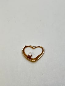 14K Gold Diamond Heart Pendant .50g TW