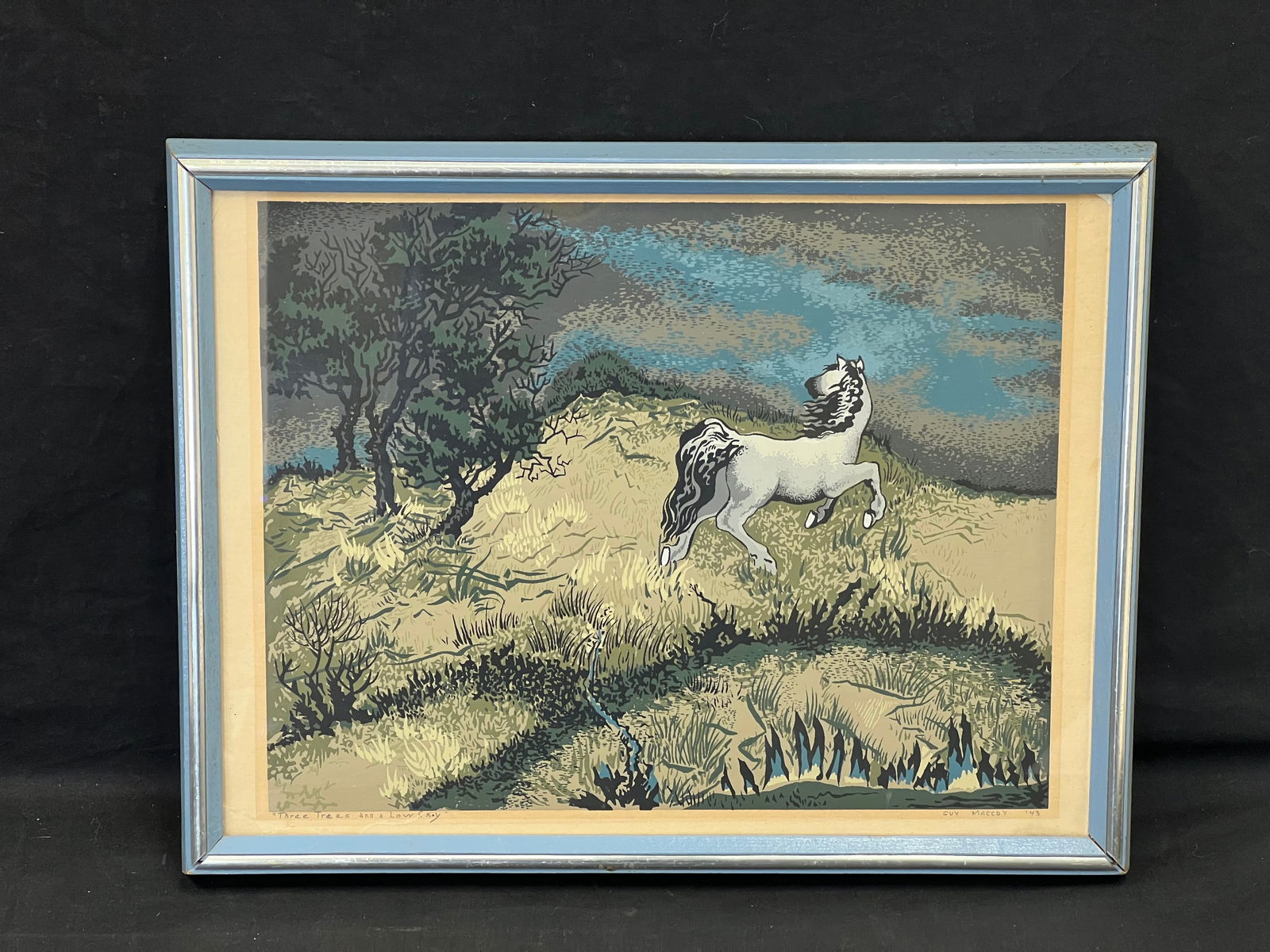 Guy Maccoy(1904-1981)Signed Serigraph 1943 - Titled ''Three Trees and Low Sky'' Serigraph / Screen (1 of 4)