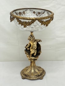 Cherub & Glass Centerpiece 8.25'' x 13.75''T