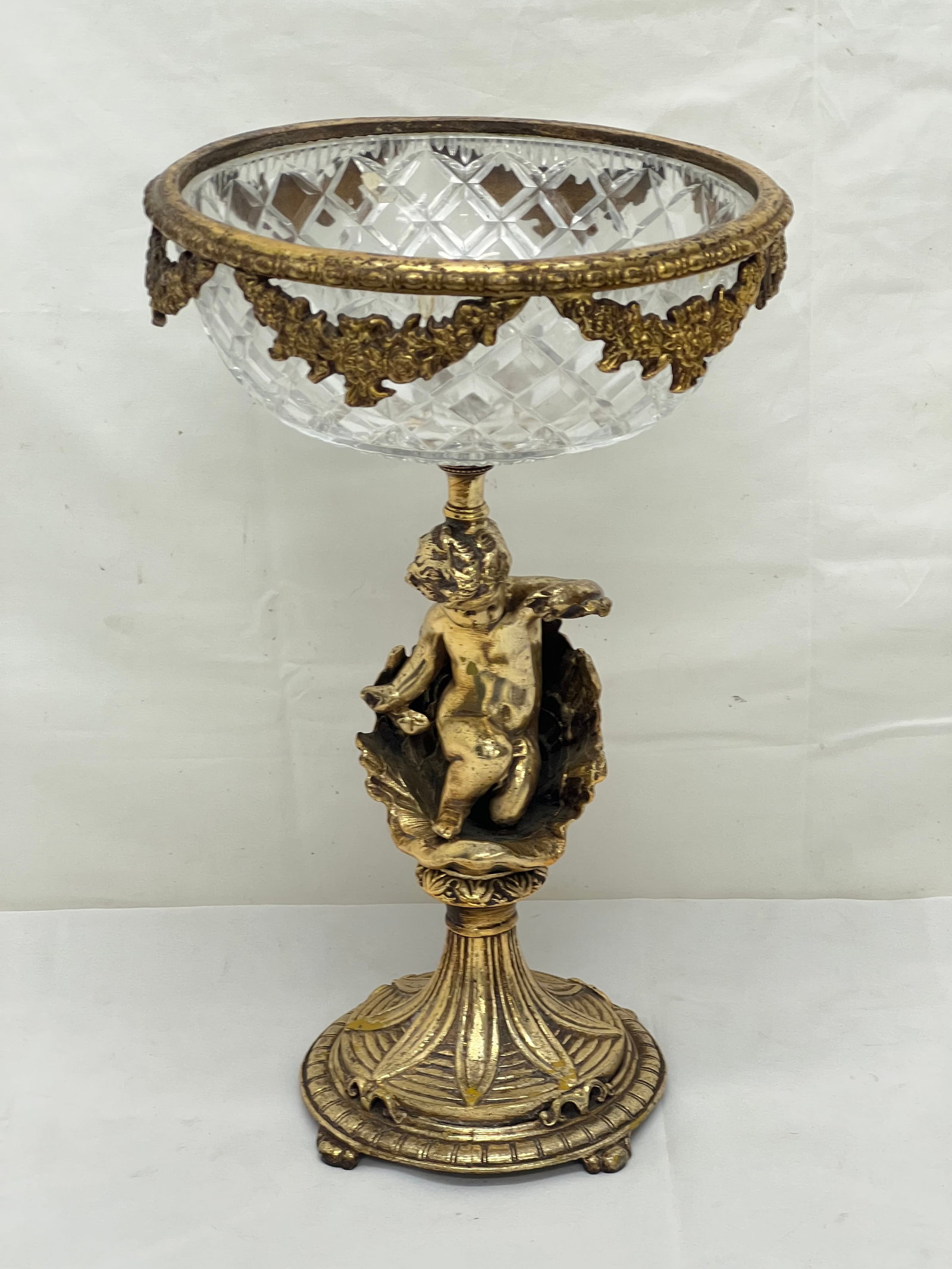 Cherub & Glass Centerpiece 8.25'' x 13.75''T: Cherub & Glass Centerpiece 8.25'' x 13.75''T