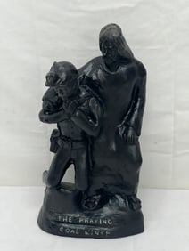 Praying Coal Miner Statue by James England - Made with Coal 7.5'' x 3'' x 13.5''