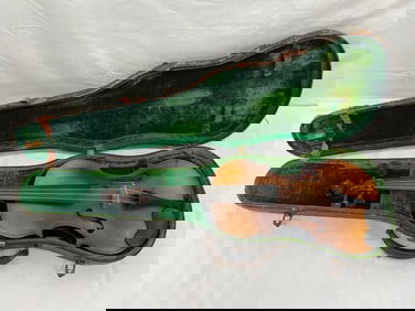 Vintage Violin with Hardcase, No Bow - No sticker Inside, 24''L Violin