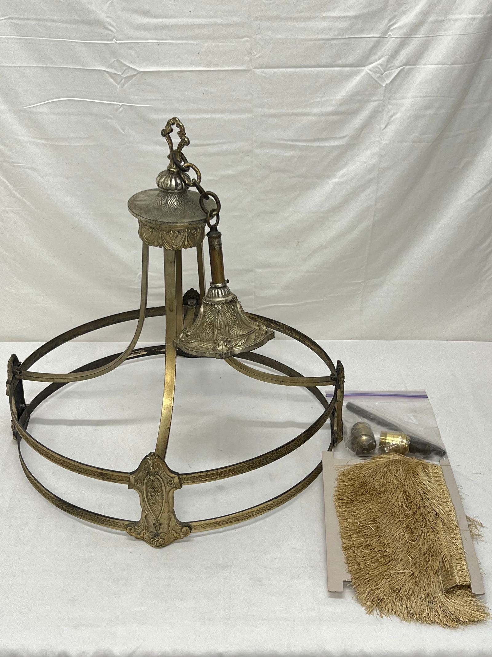 Antique Hanging Light Fixture 20.5'' x 21'' - Measurement Doesn't Include Chain (1 of 6)