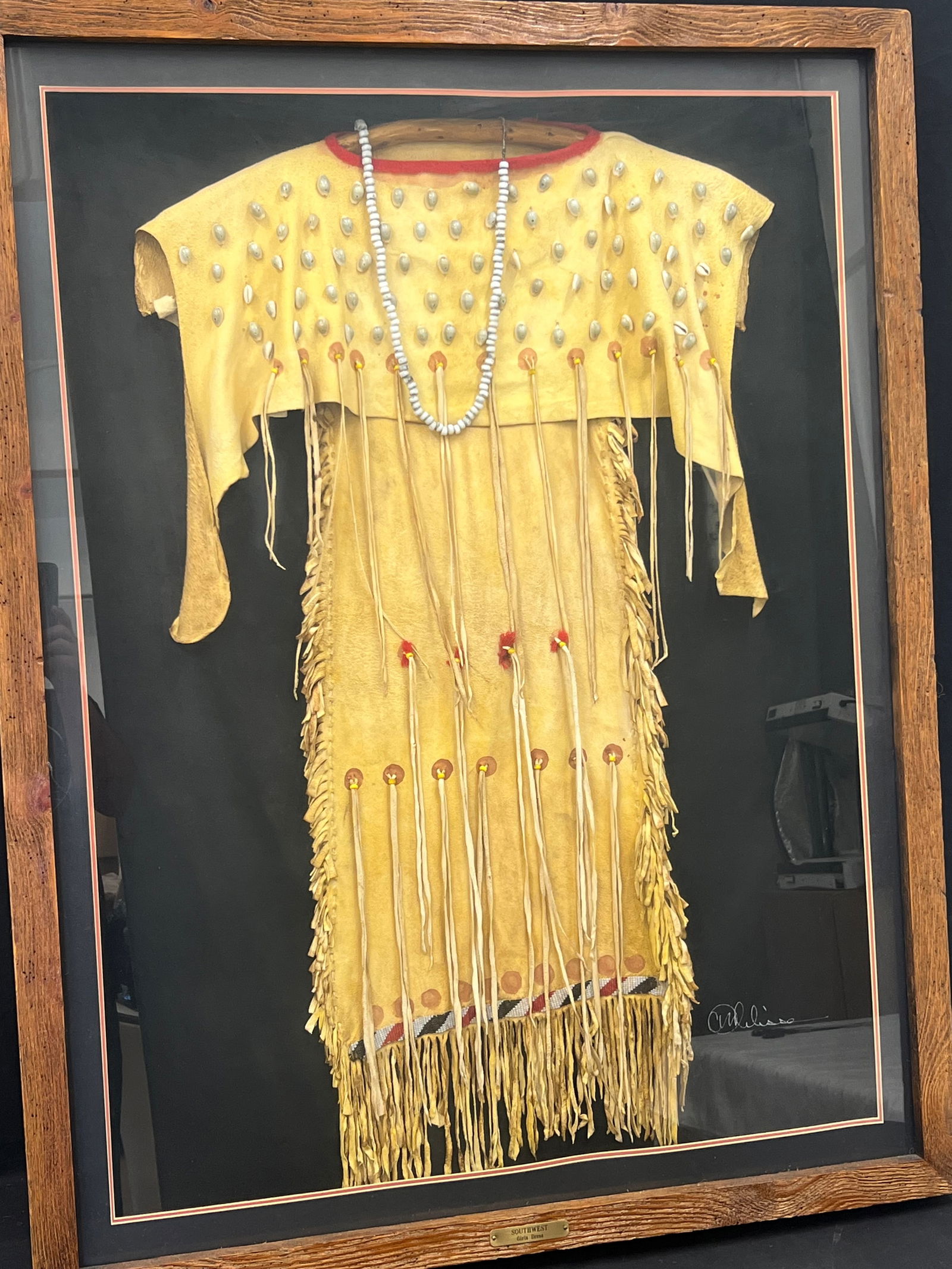 Early Southwest Native American Buckskin Childs Dress - Dress with Cowrie Shells & Beadwork with (1 of 8)