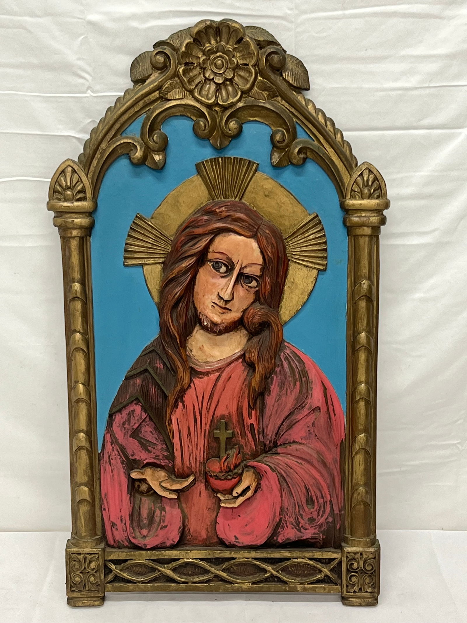 Alexander Zeller(Mr.Chips) 1950 Carved Jesus Plaque - Alexander Zeller Famous San Juan Bautista (1 of 3)