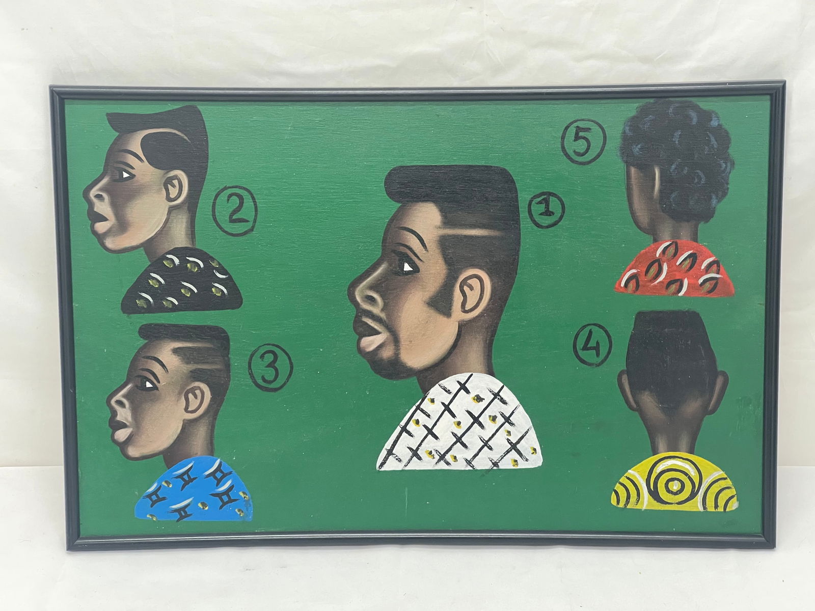 Haitian Handpainted Folk Art Barber Sign 1950s, 13'' x 20'' (1 of 2)