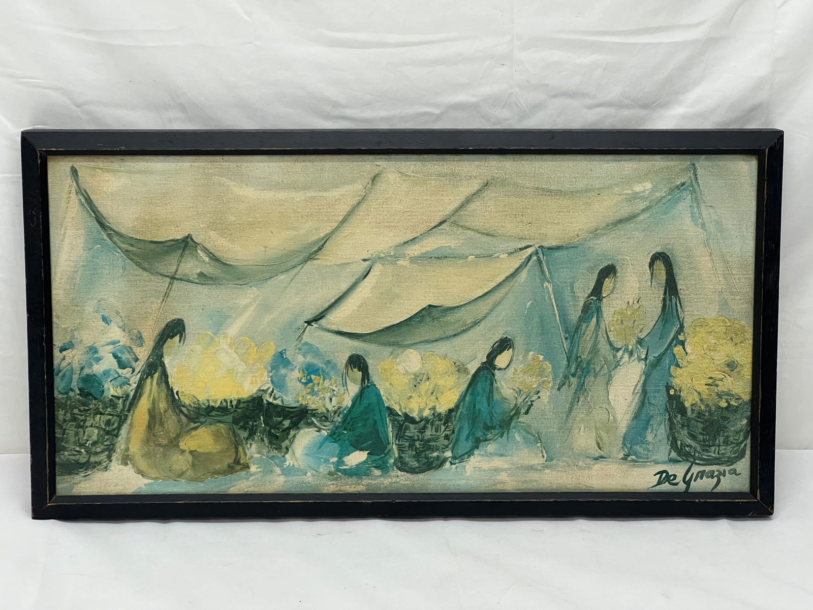 Ted DeGrazia(1909-1982)Original Oil on Canvas - Native American Oil on Canvas - Framed 25'' x 13'' (1 of 4)