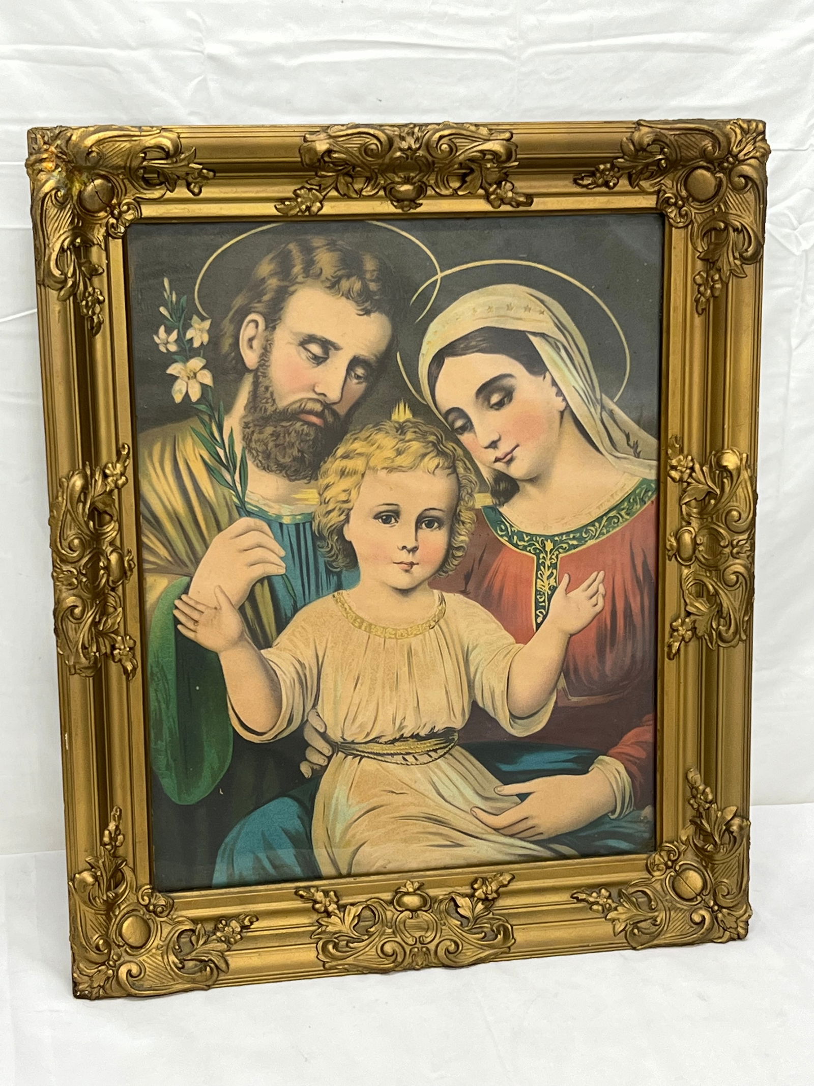 Antique Italian ''Holy Family'' Print in Antique Ornate Frame (1 of 4)