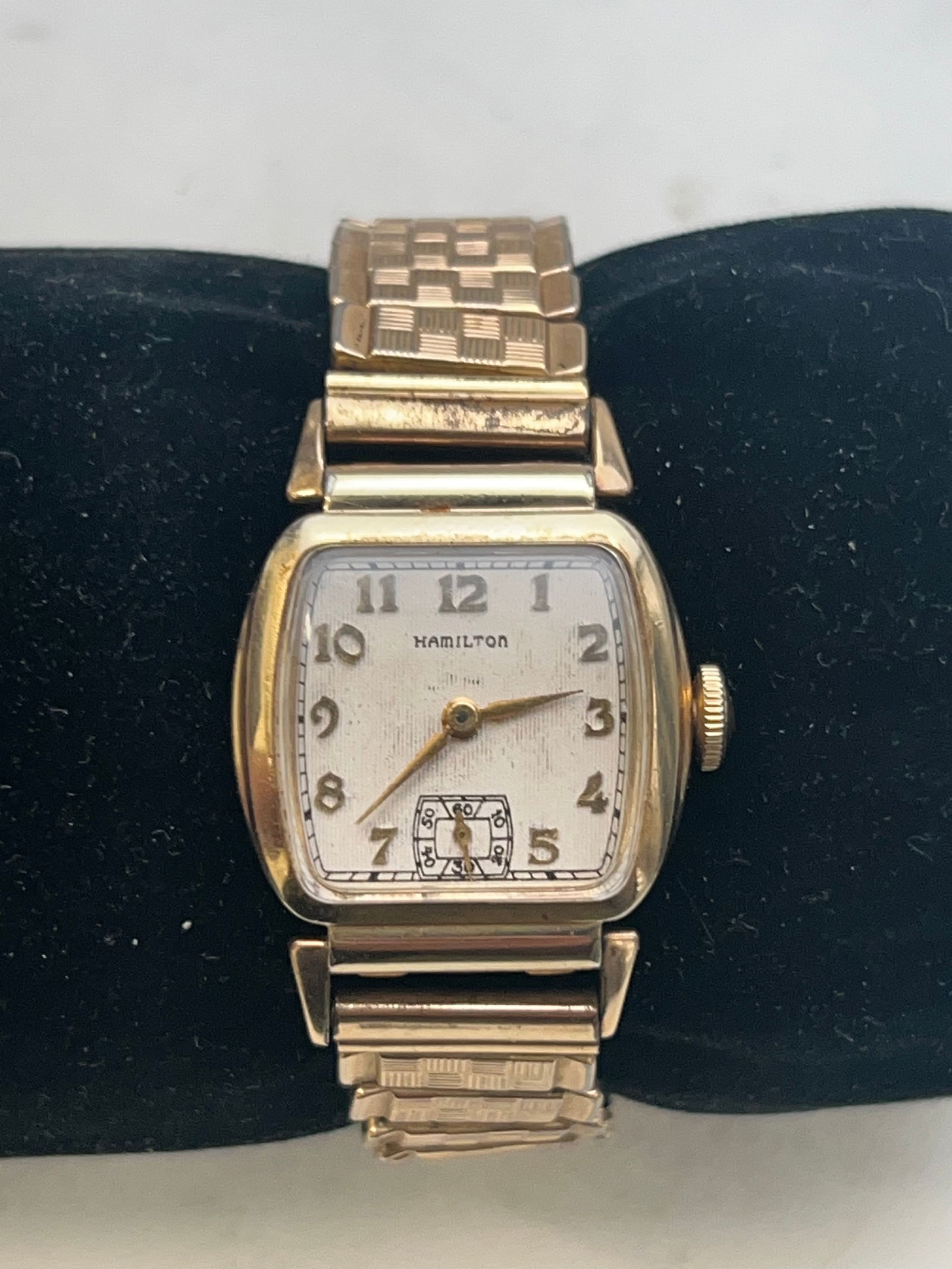 1940s Hamilton 17 Jewel 10K Gold Filled Watch - Watch #047311-987A , Case 10K Gold Filled #1119504: 1940s Hamilton 17 Jewel 10K Gold Filled Watch - Watch #047311-987A , Case 10K Gold Filled #1119504 Etched Inside with Band